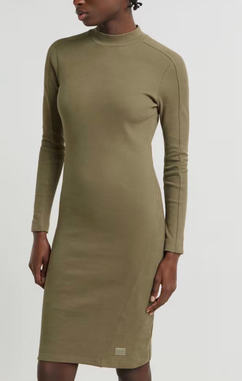 G-Star RAW NWT Antic green long-sleeve slim-fit ribbed dress $130 small spot